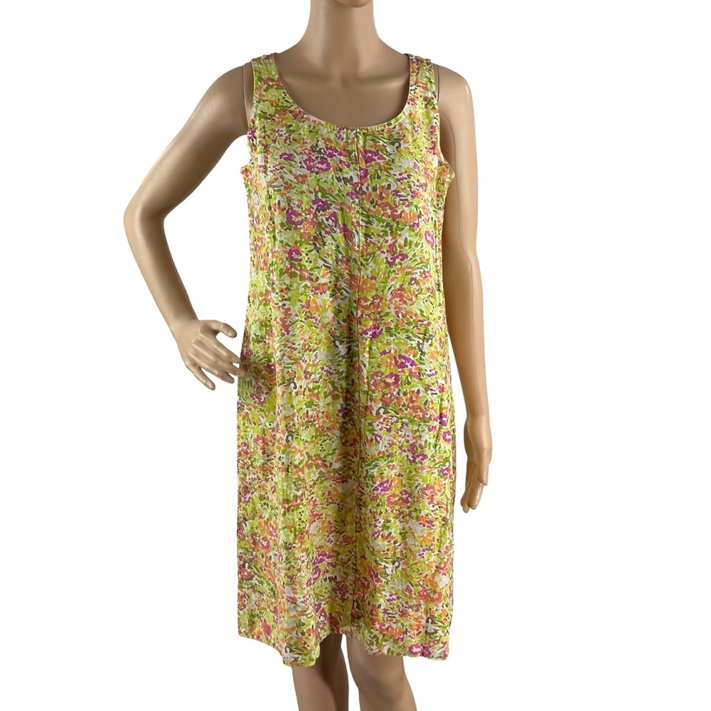 J Jill Love Linen Shift Dress Multicolor Floral Summer Size XS